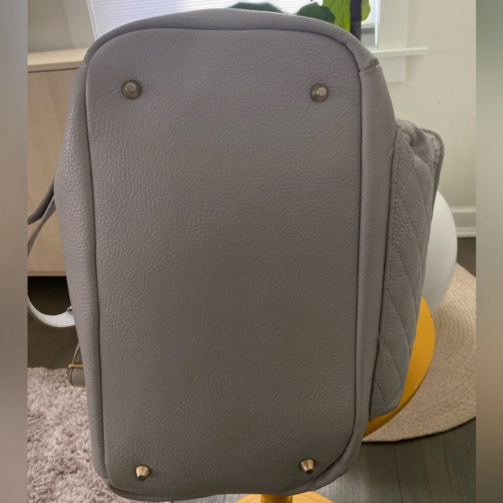 Light Gray Quilted Baby Bag Backpack